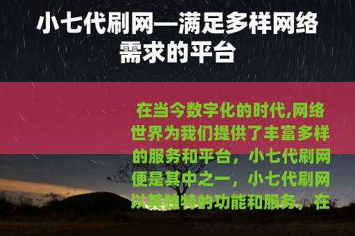 小七代刷网—满足多样网络需求的平台