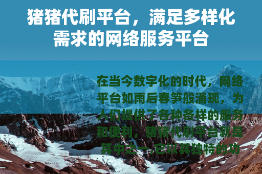 猪猪代刷平台，满足多样化需求的网络服务平台