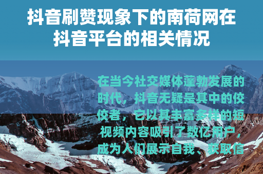 抖音刷赞现象下的南荷网在抖音平台的相关情况