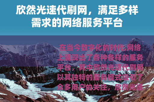 欣然光速代刷网，满足多样需求的网络服务平台