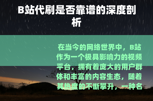 B站代刷是否靠谱的深度剖析