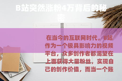 B站突然涨粉4万背后的秘密