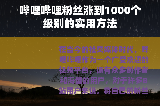 哔哩哔哩粉丝涨到1000个级别的实用方法
