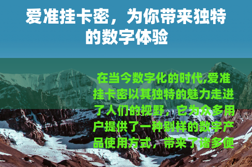 爱准挂卡密，为你带来独特的数字体验