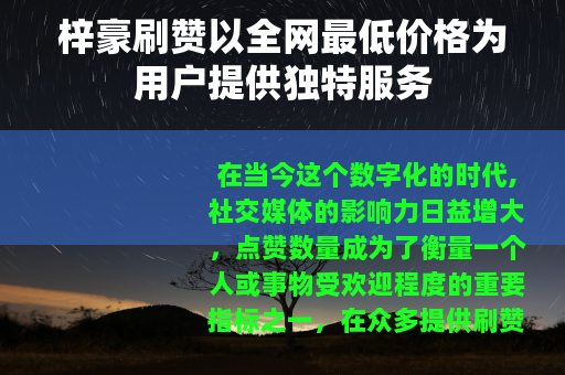 梓豪刷赞以全网最低价格为用户提供独特服务