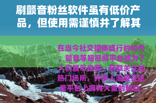 刷颤音粉丝软件虽有低价产品，但使用需谨慎并了解其利弊