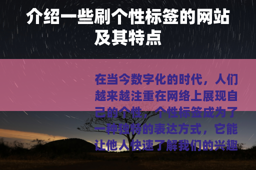 介绍一些刷个性标签的网站及其特点