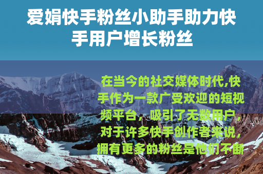 爱娟快手粉丝小助手助力快手用户增长粉丝