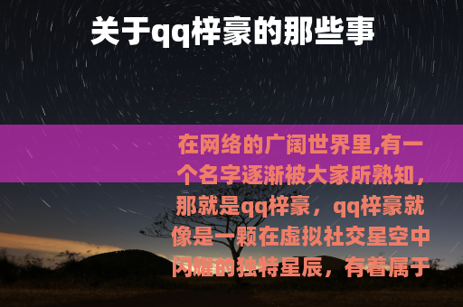 关于qq梓豪的那些事
