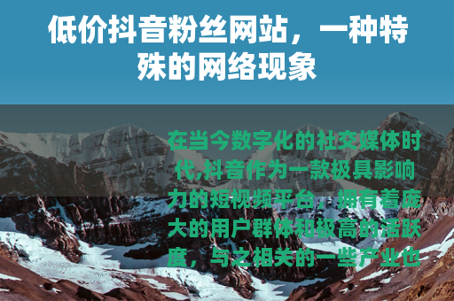 低价抖音粉丝网站，一种特殊的网络现象
