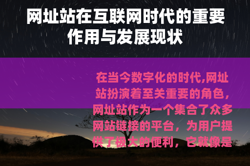 网址站在互联网时代的重要作用与发展现状