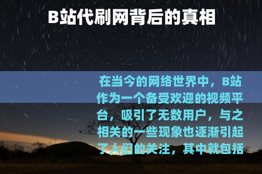 B站代刷网背后的真相