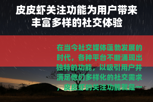 皮皮虾关注功能为用户带来丰富多样的社交体验