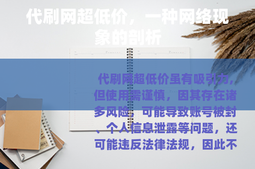 代刷网超低价，一种网络现象的剖析