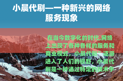 小晨代刷—一种新兴的网络服务现象