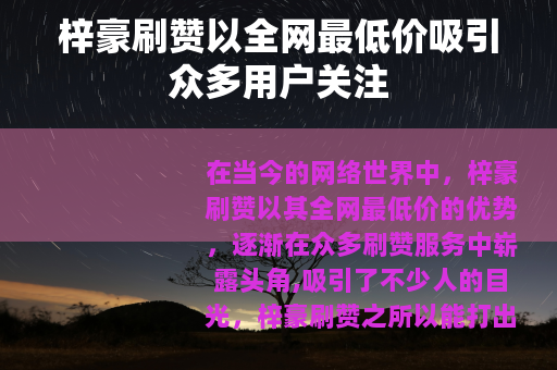 梓豪刷赞以全网最低价吸引众多用户关注