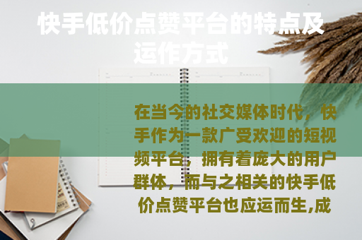 快手低价点赞平台的特点及运作方式