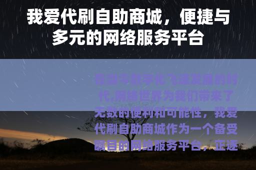 我爱代刷自助商城，便捷与多元的网络服务平台