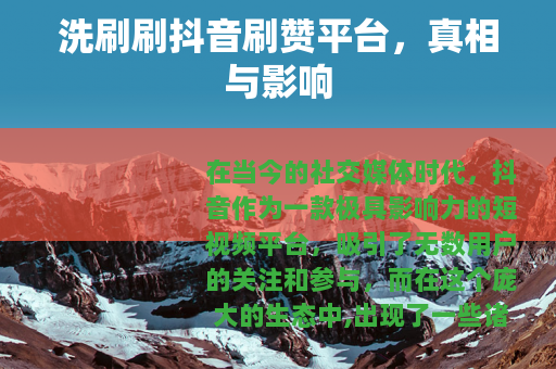 洗刷刷抖音刷赞平台，真相与影响