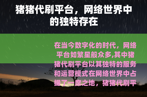猪猪代刷平台，网络世界中的独特存在