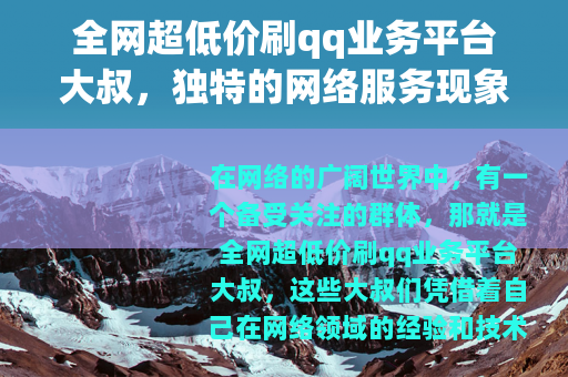 全网超低价刷qq业务平台大叔，独特的网络服务现象
