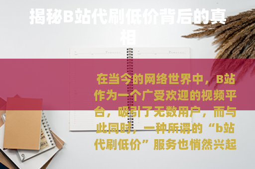 揭秘B站代刷低价背后的真相