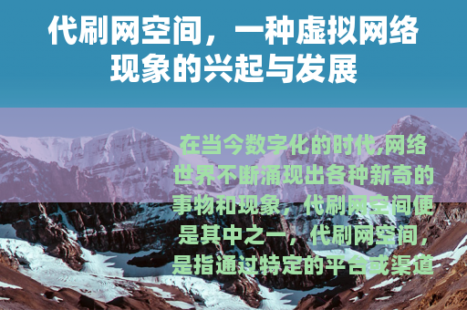 代刷网空间，一种虚拟网络现象的兴起与发展