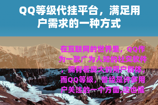 QQ等级代挂平台，满足用户需求的一种方式