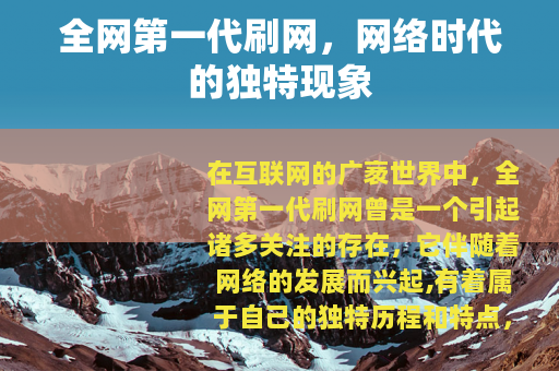 全网第一代刷网，网络时代的独特现象
