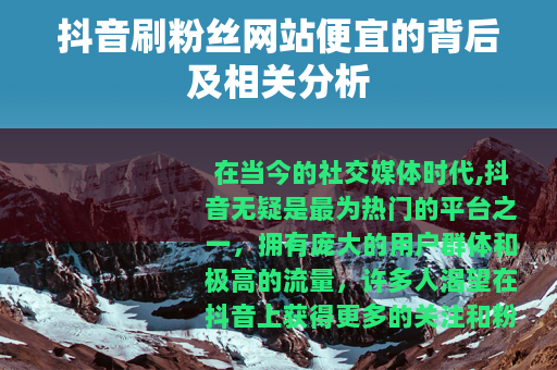 抖音刷粉丝网站便宜的背后及相关分析