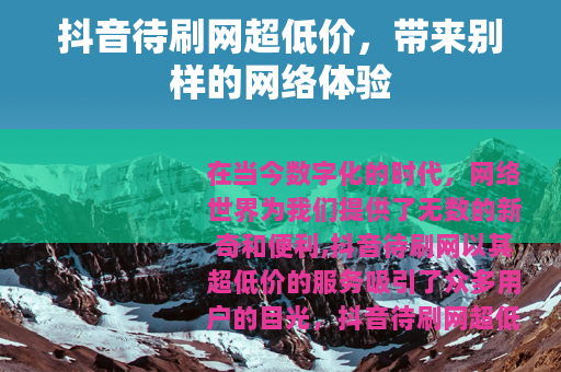 抖音待刷网超低价，带来别样的网络体验