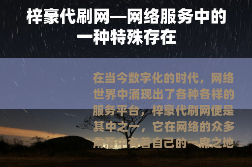 梓豪代刷网—网络服务中的一种特殊存在