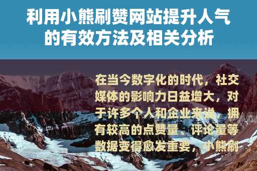 利用小熊刷赞网站提升人气的有效方法及相关分析