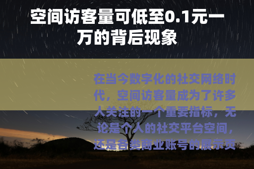 空间访客量可低至0.1元一万的背后现象