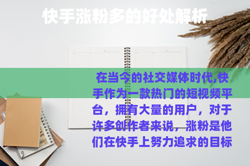 快手涨粉多的好处解析