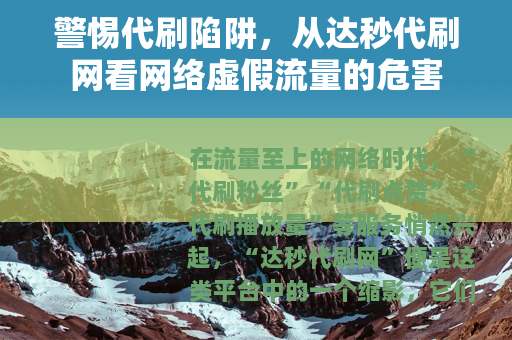 警惕代刷陷阱，从达秒代刷网看网络虚假流量的危害