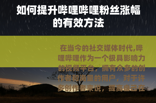 如何提升哔哩哔哩粉丝涨幅的有效方法