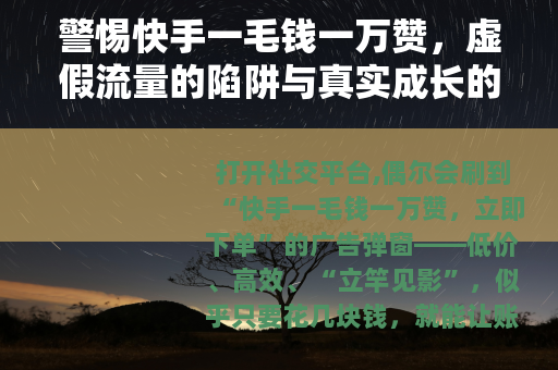 警惕快手一毛钱一万赞，虚假流量的陷阱与真实成长的路径