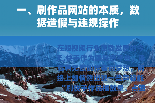 一、刷作品网站的本质，数据造假与违规操作