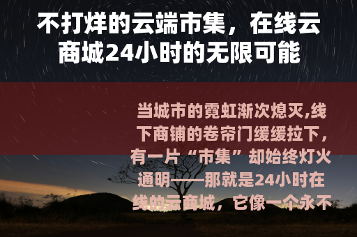 不打烊的云端市集，在线云商城24小时的无限可能