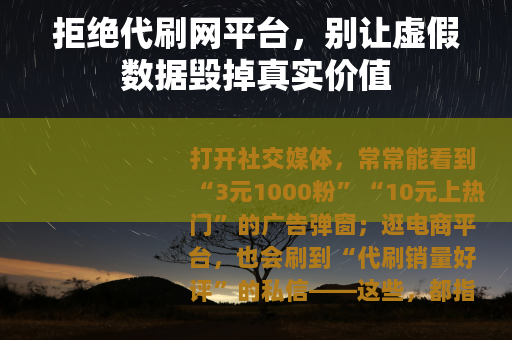 拒绝代刷网平台，别让虚假数据毁掉真实价值