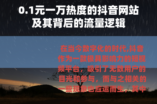 0.1元一万热度的抖音网站及其背后的流量逻辑