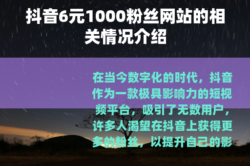 抖音6元1000粉丝网站的相关情况介绍