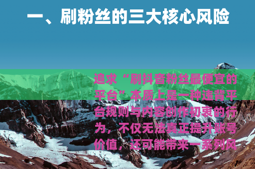 一、刷粉丝的三大核心风险