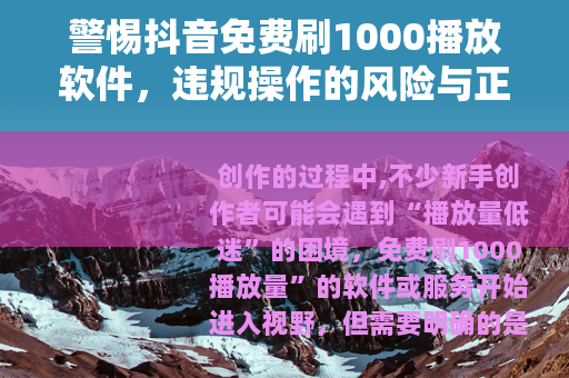 警惕抖音免费刷1000播放软件，违规操作的风险与正确成长路径