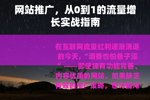 网站推广，从0到1的流量增长实战指南