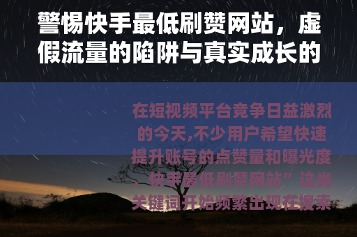 警惕快手最低刷赞网站，虚假流量的陷阱与真实成长的路径