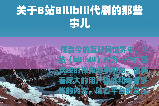 关于B站Bilibili代刷的那些事儿