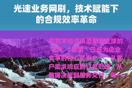 光速业务网刷，技术赋能下的合规效率革命