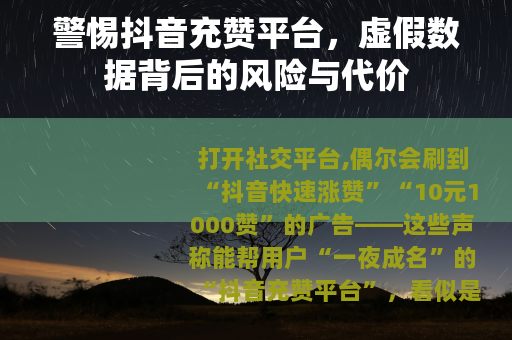 警惕抖音充赞平台，虚假数据背后的风险与代价